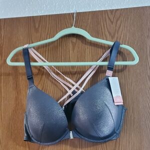 NWT Cacique Shinmer Blue and Pink Strappy Bra